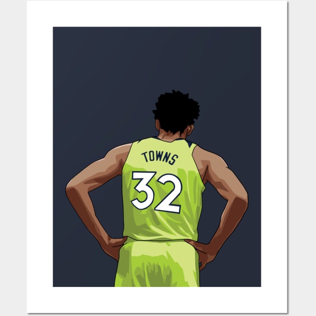 Karl-Anthony Towns Vector Back Green Wall Art by qiangdade